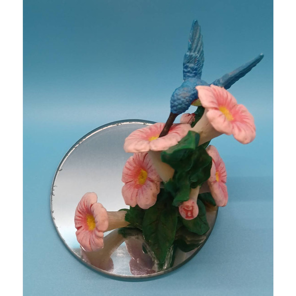 Hummingbird & Flowers on Round Mirror Base - Picture 2 of 10